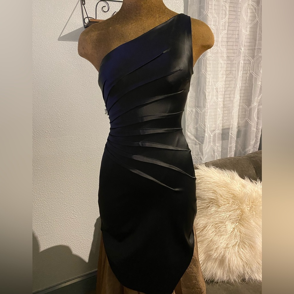Cache One Shoulder Black Dress